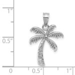 14k White Gold Polished Palm Tree Pendant - Image 4
