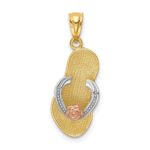 14K Yellow and Rose Gold with White Rhodium Sandal Pendant