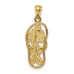 14k and White Rhodium Polished Floral Flip Flop Pendant - Image 4