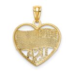 14k and White Rhodium Polished American Flag USA in Heart Pendant - Image 3