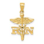 14k Diamond-cut RN Registered Nurse Pendant