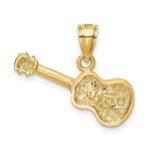14k Satin Diamond-cut Acoustic Guitar Pendant - Image 3