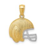 14K and White Rhodium Satin/Polished Football Helmet Pendant