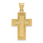 14k Textured Reversible Lord's Prayer in Spanish Cross Pendant