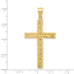 14k Polished and Textured Diamond-cut Latin Cross Pendant - Image 4