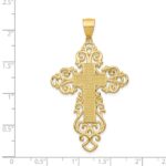 14k Polished Large Fancy Filigree Cross Pendant - Image 4