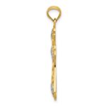 14k and White Rhodium Polished Diamond-cut Filigree Cross Pendant - Image 2