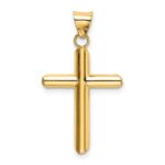 14k Polished Tube Cross Pendant - Image 3
