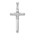 14K White Gold with Center Wrap Tube Cross Pendant