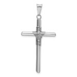 14K White Gold with Center Wrap Tube Cross Pendant - Image 3
