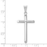14k White Gold Polished Tube Cross Pendant - Image 4