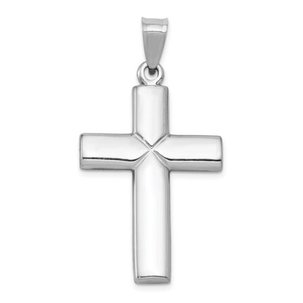 14k White Gold Stamping Cross Pendant