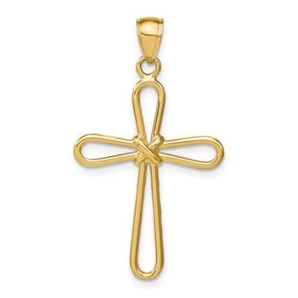 14k Polished Rounded Cross with -X- Center Pendant