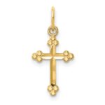 14k Small Diamond-cut Budded Cross Pendant