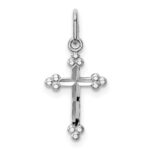14k White Gold Polished Diamond-cut Small Budded Cross Charm