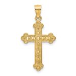 14K Satin and Polished FAITH Cross Pendant