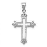 14k White Gold Reversible Diamond-cut Cross Pendant - Image 4