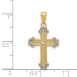 14k with White Rhodium Diamond-cut Filigree Cross Pendant - Image 3