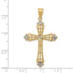14k and White Rhodium Diamond-cut Cross Pendant - Image 3