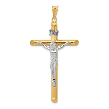 14k Two-Tone Polished Crucifix Pendant
