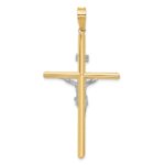 14k Two-Tone Polished INRI Crucifix Pendant - Image 4