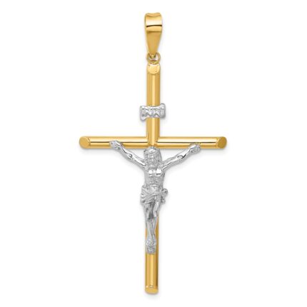 14k Two-Tone Polished INRI Crucifix Pendant