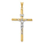 14k Two-Tone Polished INRI Crucifix Pendant