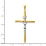 14k Two-Tone Polished INRI Crucifix Pendant - Image 3