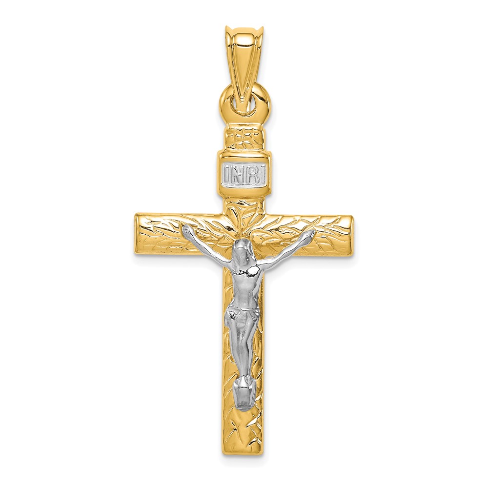 K6295.jpg 14K Two-Tone and White Rhodium Crucifix Pendant - Image 1