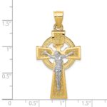 14k Two-tone Polished Celtic INRI Crucifix Pendant - Image 3