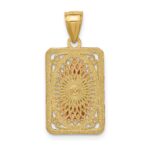 14k Two-tone with White Rhodium Diamond-cut Our Lady of Guadalupe Rectangular Pendant - Image 4