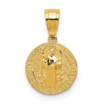 14k Polished San Benito Medal Solid 2-Sided Small Round Pendant