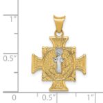 14K and White Rhodium Semi-solid St. Benedict Cross Pendant - Image 3