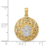 14k and White Rhodium Polished Filigree Guardian Angel Pendant - Image 3