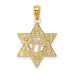 14k and White Rhodium Star of David with Chai Pendant - Image 3