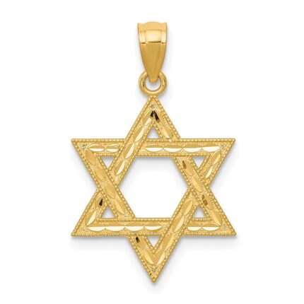 14k Diamond-cut Polished Star of David Pendant