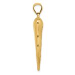 14k Hollow 3-D Italian Horn Pendant - Image 2