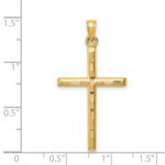14k Hollow Diamond-cut Cross Pendant - Image 4