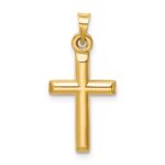 14k Hollow Diamond-cut Cross Pendant - Image 3