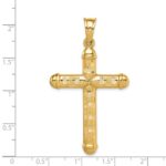 14k Hollow Diamond-cut Cross Pendant - Image 4