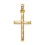 14k Hollow Diamond-cut Cross Pendant - Image 3