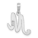 14KW White Gold Script Letter M Initial Pendant - Image 4