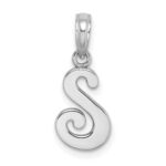 14KW White Gold Script Letter S Initial Pendant