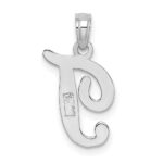 14KW White Gold Script Letter T Initial Pendant - Image 4
