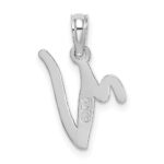14KW White Gold Script Letter V Initial Pendant - Image 4