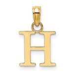 14K Polished Block Letter H Initial Pendant