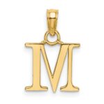 14K Polished Block Letter M Initial Pendant - Image 4