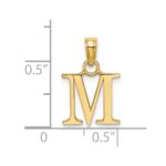 14K Polished Block Letter M Initial Pendant - Image 3