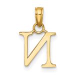 14K Polished Block Letter N Initial Pendant - Image 4