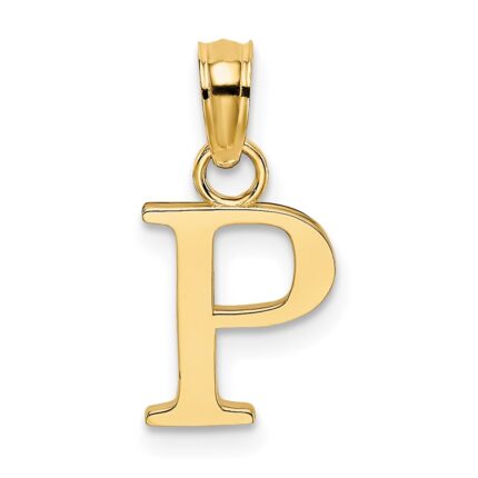14K Polished Block Letter P Initial Pendant